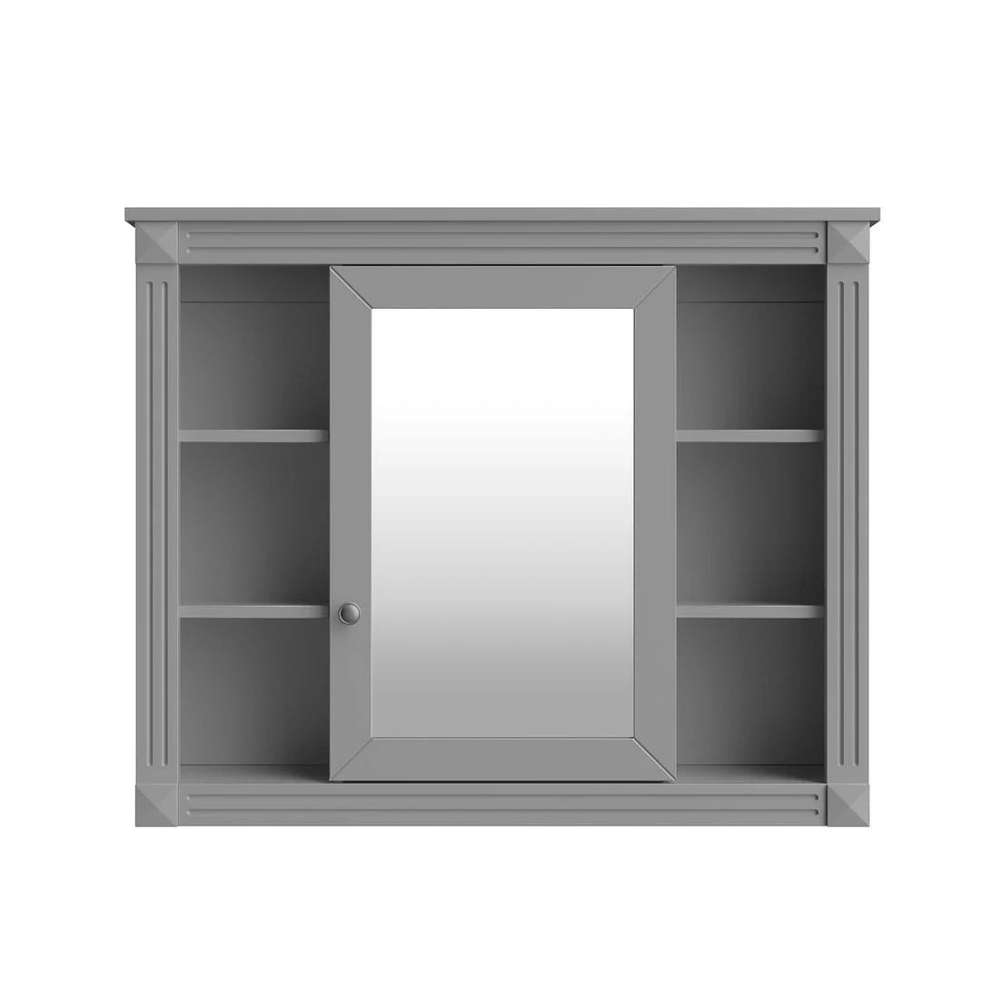 Mobile Bagno Moderno da 90cm con Lavabo Integrato e Specchiera, 2 Ante e 2 Cassetti