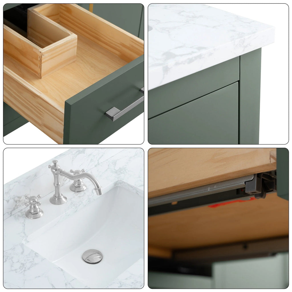Mobile lavabo doppio Vanity Art 72 per bagno con piano in marmo composito