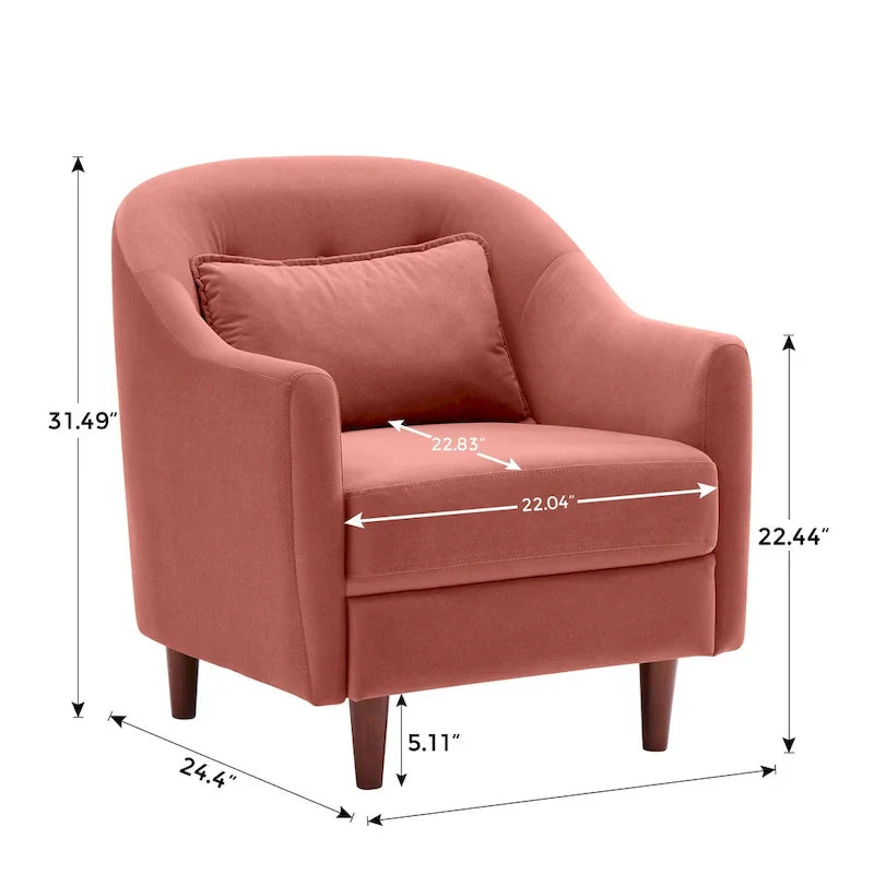 Set di 2 Poltrone Accent, in Velluto a Botte con Gambe in Legno Massello 28,34W