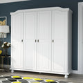 Palace Imports Armadio Kyle a 4 Ante in 100% Legno Massello con Ante in Legno Massello o a Specchio