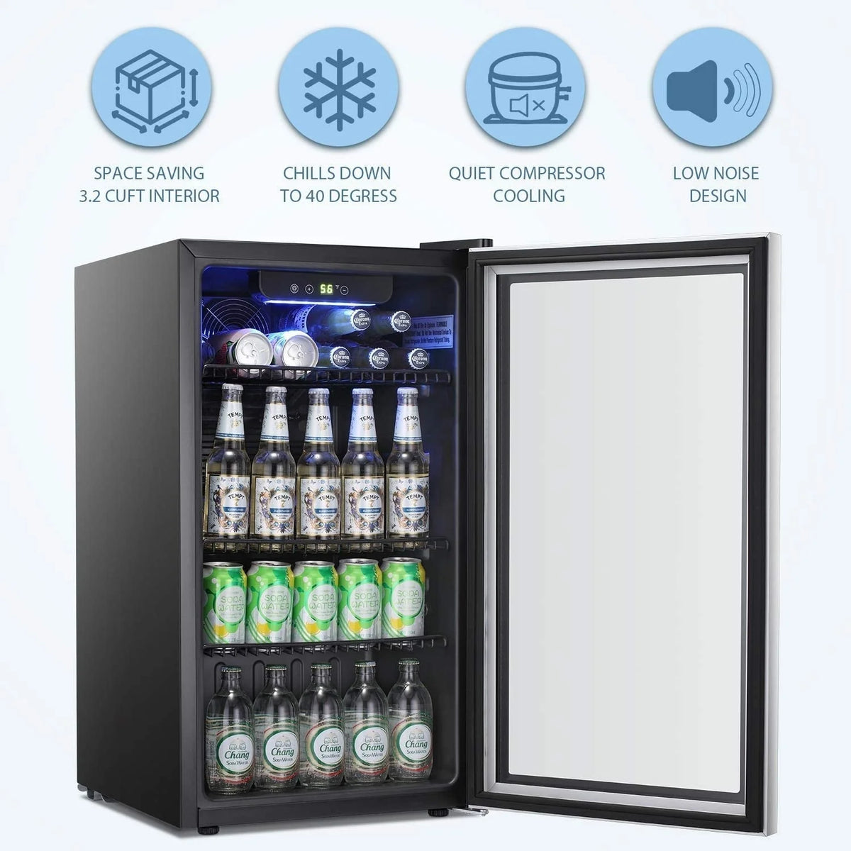 Réfrigérateur à Boissons - Mini Frigo 120 Canettes avec Porte en Verre