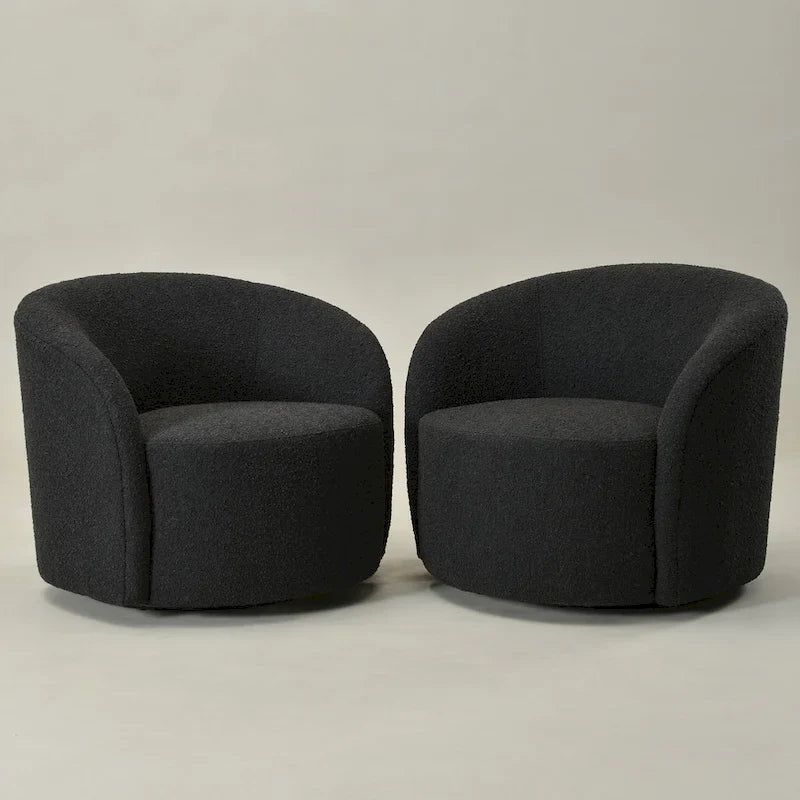 Poltrona girevole a barilotto imbottita KINWELL da 34 pollici (Set di 2)