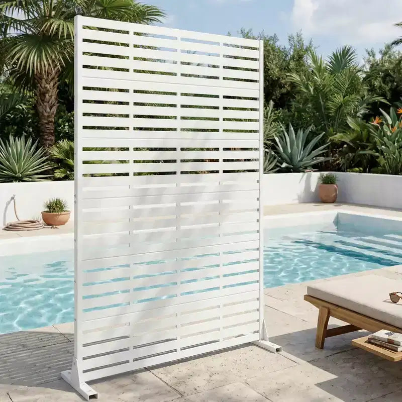 MAYEERTY 72x47 Pannello Paravento per Esterni Bianco Naturale, Set da 6 Pezzi Divisorio Pieghevole Naturale per Cortile e Giardino