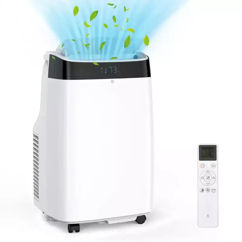 Condizionatore portatile da 10000 BTU, climatizzatore domestico con telecomando per ambienti fino a 42 mq, funzioni 3-in-1/timer 24 ore/ruote piroettanti