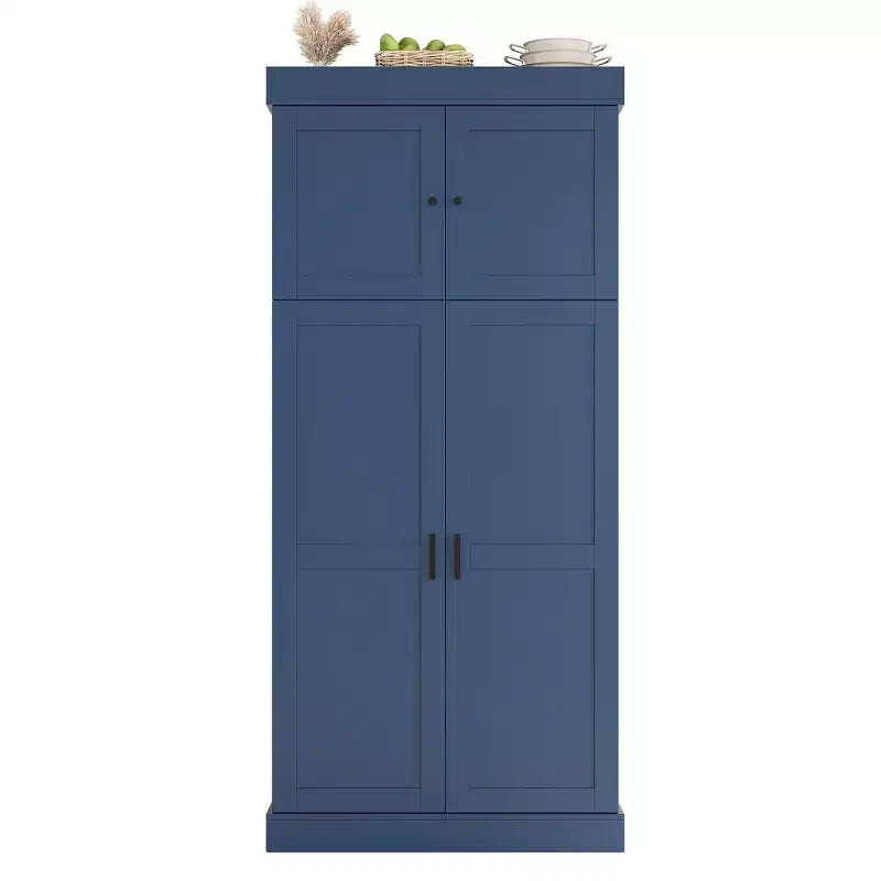 Dispensa da cucina indipendente 77H, armadio contenitore in stile rustico con ripiani regolabili, ripiani sulla porta, cassetti e portabottiglie - ModernLuxe