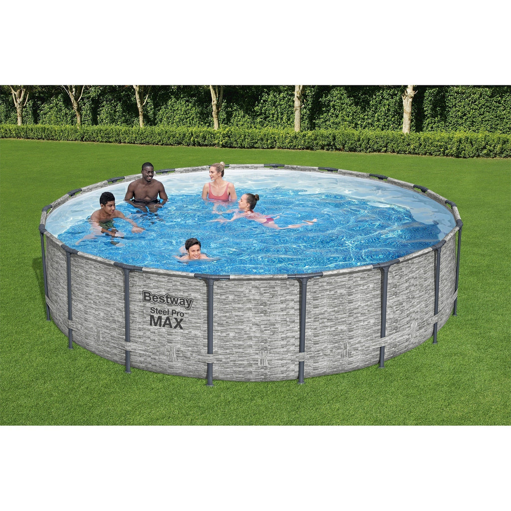 Piscina Fuori Terra Rotonda Bestway Steel Pro MAX con Pompa e Copertura