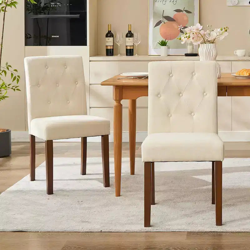 Set di 6/4 sedie da pranzo Parsons con bottoni trapuntati - Sedie da cucina imbottite in tessuto con gambe in legno e sedili imbottiti - Mobili per soggiorno e cucina