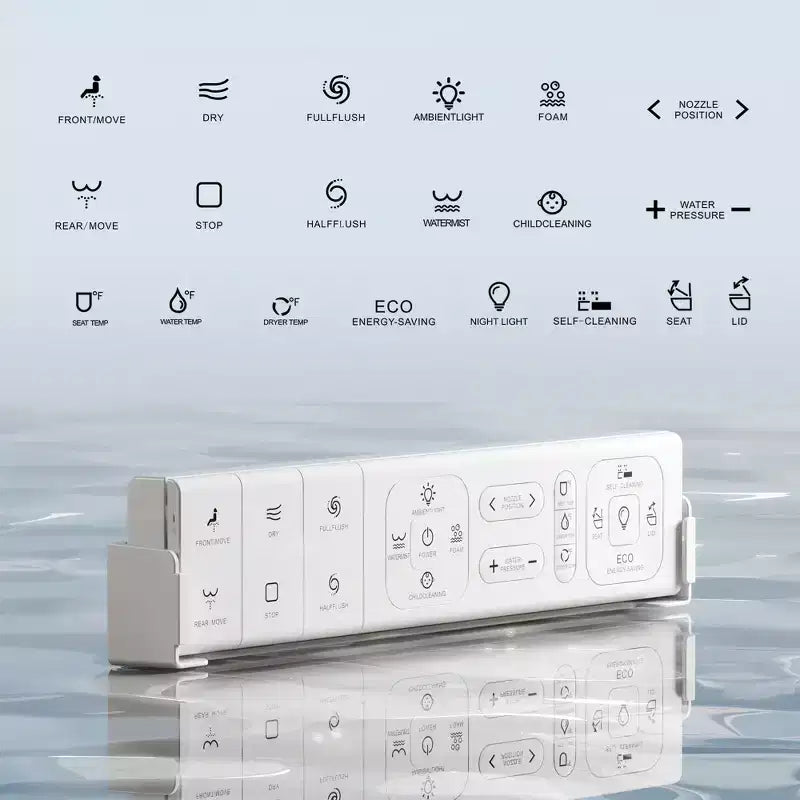 Dyonery Smart Toilet, Monobloc senza serbatoio con barriera in schiuma, Coperchio con apertura/chiusura automatica, Bidet riscaldato e asciugatore, Luce notturna a LED, Sciacquo automatico