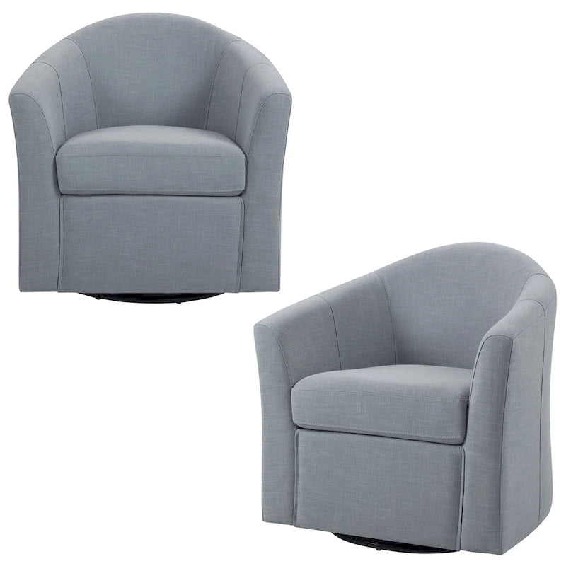 Set di 2 Poltrone Girevoli Moderne Imbottite a Barilotto, Poltrone Accent per Soggiorno
