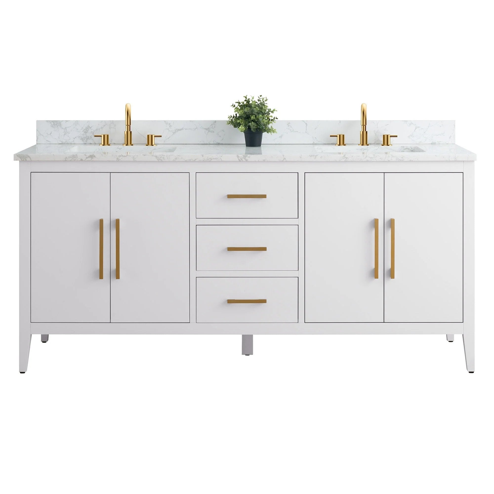 Mobile lavabo doppio Vanity Art 72 per bagno con piano in marmo composito