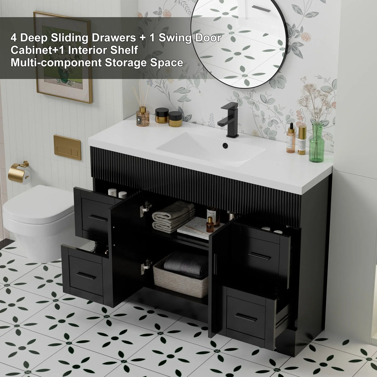 Mobile bagno 30/36/48 Wavy Line con lavabo e rubinetto