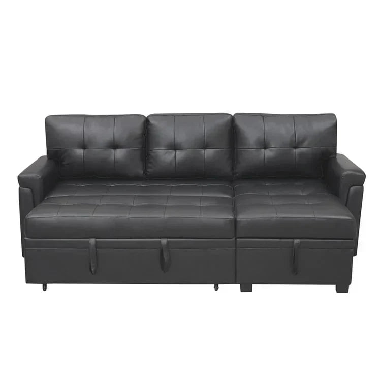 Divano componibile convertibile reversibile con letto estraibile, chaise longue con contenitore nascosto e gambe durevoli