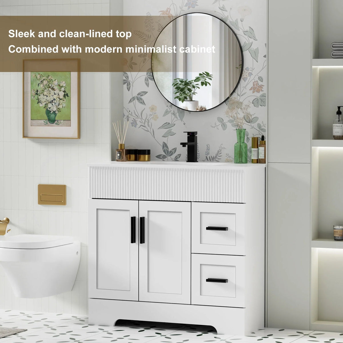 Mobile bagno 30/36/48 Wavy Line con lavabo e rubinetto