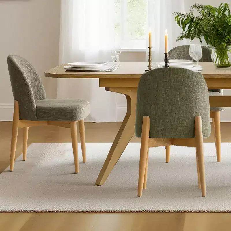 Set da pranzo da 7 pezzi, tavolo allungabile 78-96 con base a cavalletto e sedie imbottite con gambe in legno massello-Panipeachy