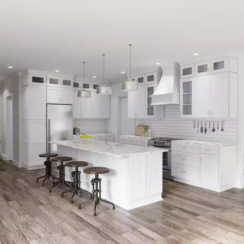 Pensile cieco da cucina con ante a shaker, finitura bianca, facile da montare, HOMLUX