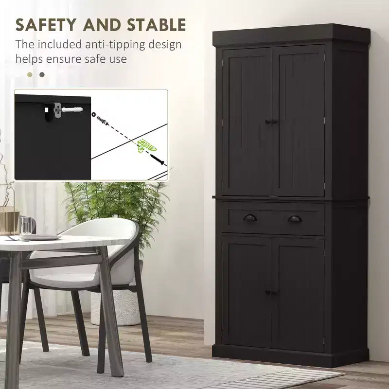 Mobile credenza da cucina da 71" con luci a LED, 6 ante con ripiani, un cassetto e 4 ripiani regolabili