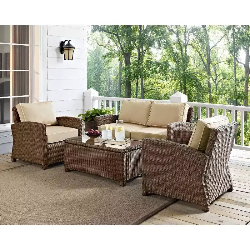 Set conversazione da esterno in vimini Bradenton 4 pezzi - Crosley