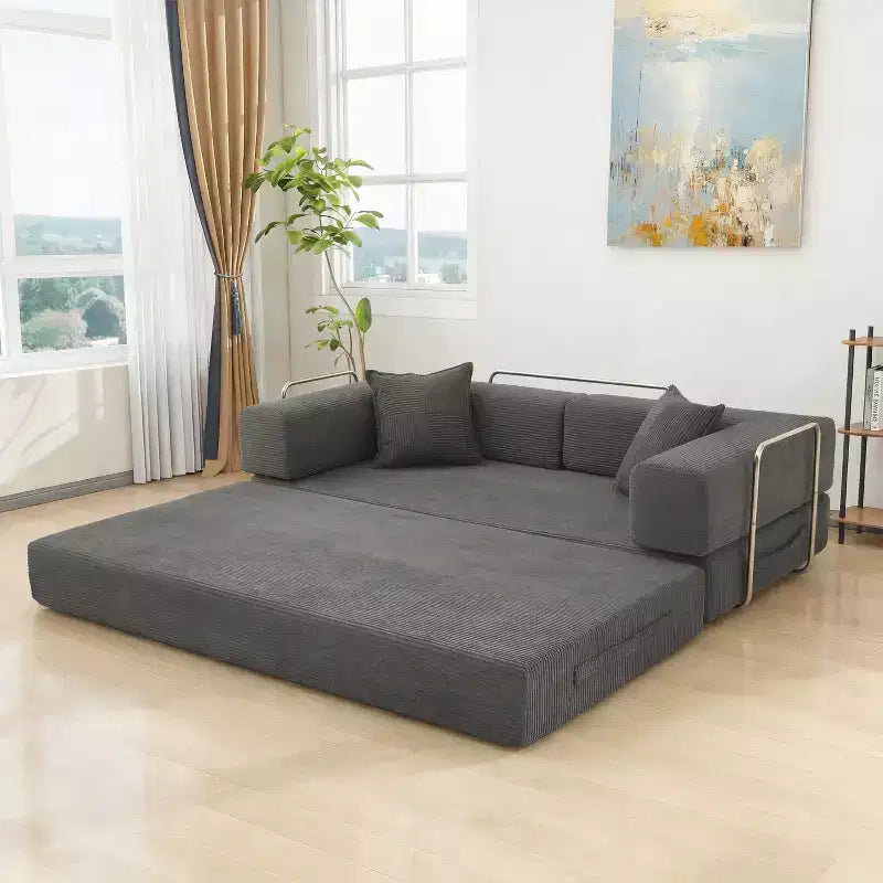 Dyonery 78Divano Letto Pieghevole Convertibile in Corduroy King Size Divano Letto a Pavimento Combinazione 4-in-1 Divano Modulare Componibile Divano Comodo Pieghevole.