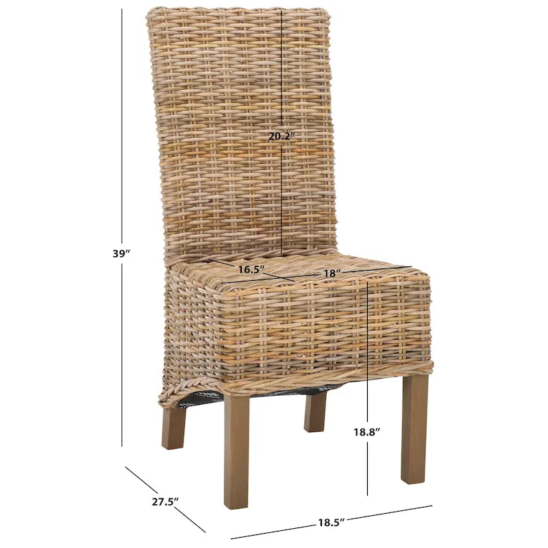 Set di 2 sedie da pranzo in vimini naturale 48L x 56P x 104A cm, stile Boho Coastal