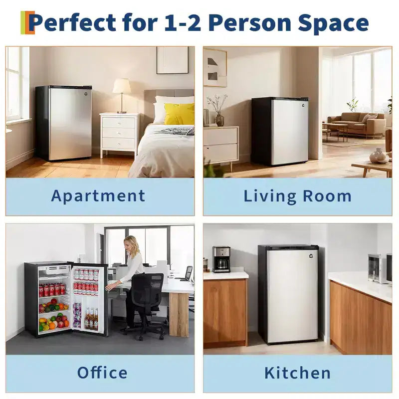 Mini Frigo da 127 Litri con Congelatore, Frigorifero Compatto con Porta Reversibile, Termostato Regolabile ad Alta Efficienza Energetica, Piccolo Frigo