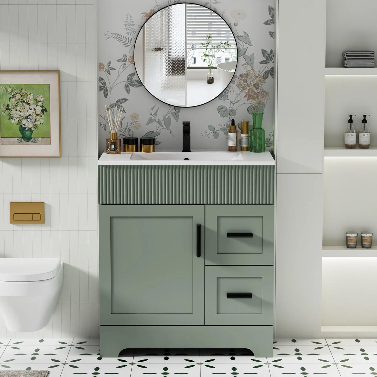 Mobile bagno 30/36/48 Wavy Line con lavabo e rubinetto