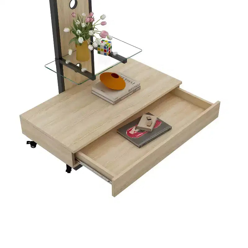 Mobile porta TV per televisori da 32-75 pollici, carrello TV mobile regolabile in altezza con cassetto e ruote per soggiorno, camera da letto, uffici -ModernLuxe