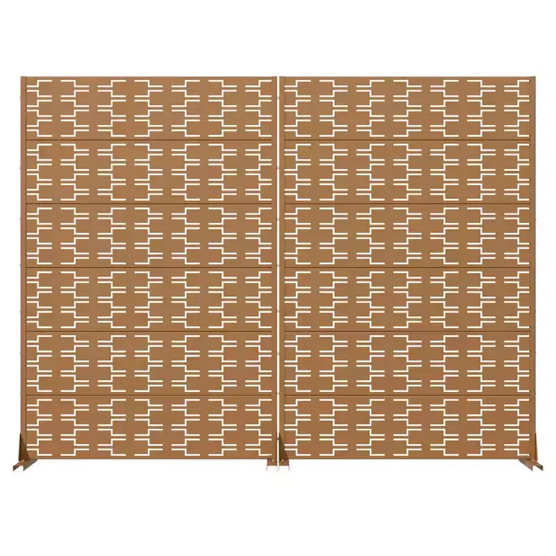Divisorio MAYEERTY Brick 01 marrone in acciaio zincato, 72x47x16, schermo per la privacy a doppia faccia in 6 pezzi antiruggine