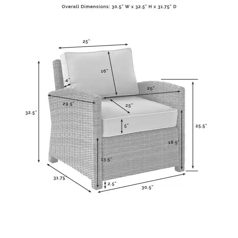 Set conversazione da esterno in vimini Bradenton 4 pezzi - Crosley