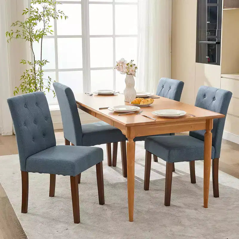 Lot de 6 / 4 chaises de salle à manger Parsons capitonnées - Chaises de cuisine en tissu rembourrées avec pieds en bois et sièges rembourrés - Meubles de salon et de cuisine
