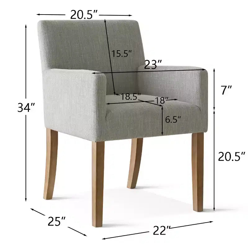 Set di 6 sedie da pranzo imbottite con braccioli, poltrone moderne in lino con gambe in legno, sedie occasionali per sala da pranzo, soggiorno - Panipeachy
