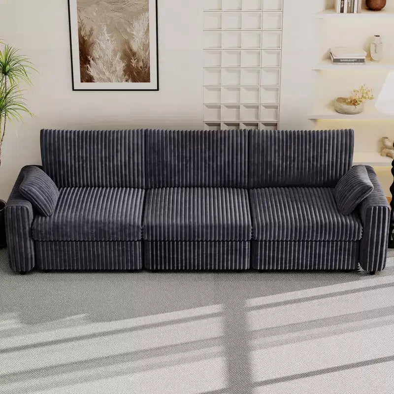 Canapé d'angle modulaire en velours côtelé Dyonery avec housses lavables
