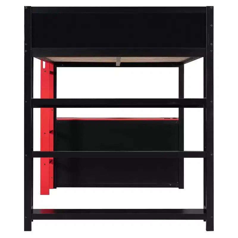 Luxystar Letto a soppalco completo da gaming con scrivania, mensole e luci