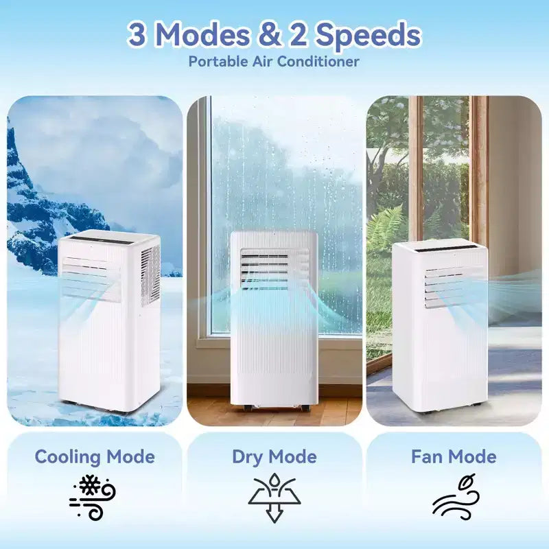 Condizionatori portatili, Flarhetoric 10000 BTU Raffreddamento/Ventilatore/Deumidificatore 3 IN 1 Unità AC portatile per stanze di 52 M², Unità per ambienti a bassa rumorosità