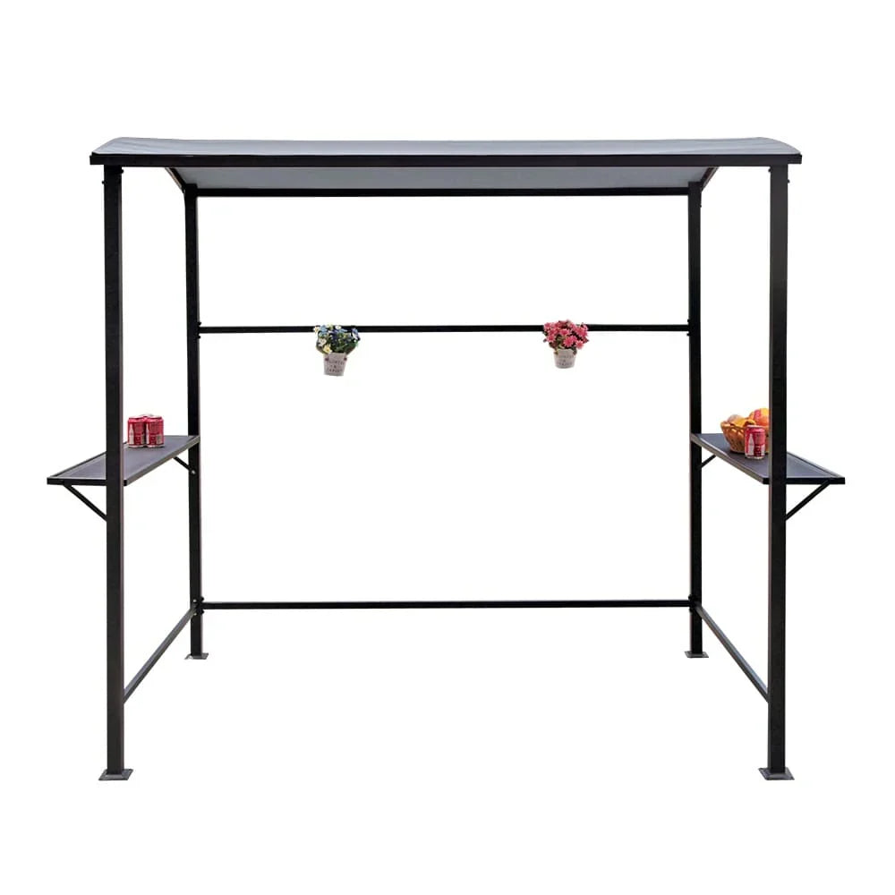 Gazebo da esterno con struttura in acciaio 1,5 x 2,4 m con tettoia per barbecue