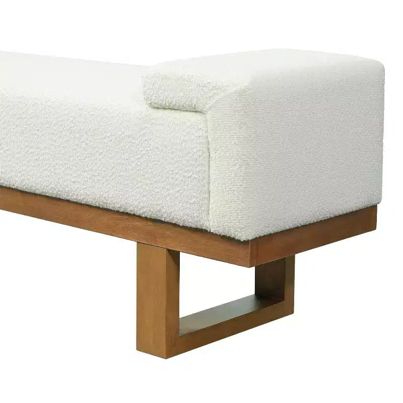 Panca moderna imbottita in bouclé Christopher Knight Home Paulina in legno di Hevea