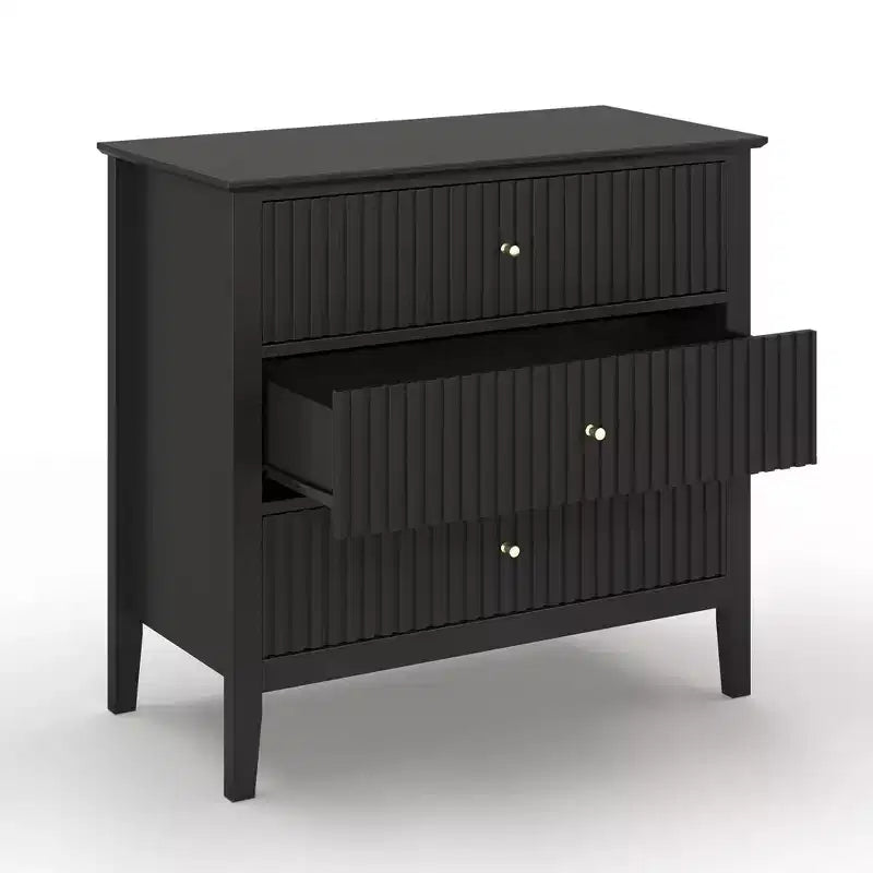 Cassettiera Heynemo a 3 Cassetti, Comodino in Legno Verniciato Alto 76 cm con Contenitore, Ampio Cassettone Moderno con Guide a Sfera