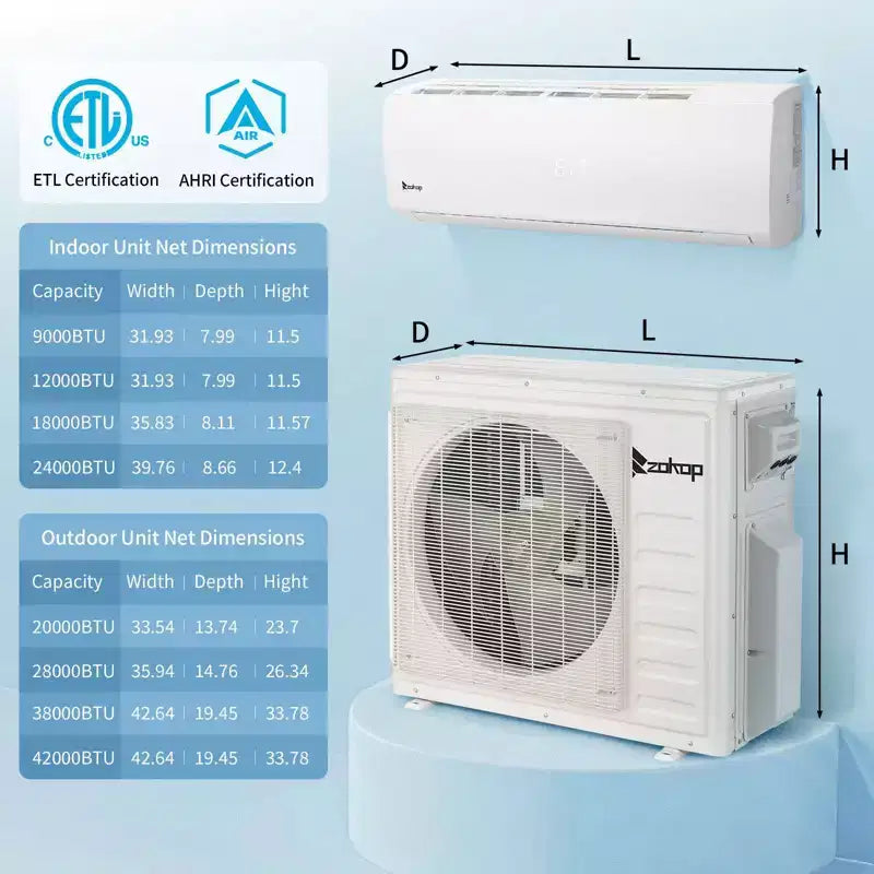 Climatizzatore mini-split Karl Home 3 zone 28000 BTU 20 SEER2 con pompa di calore (9K+9K+18K)