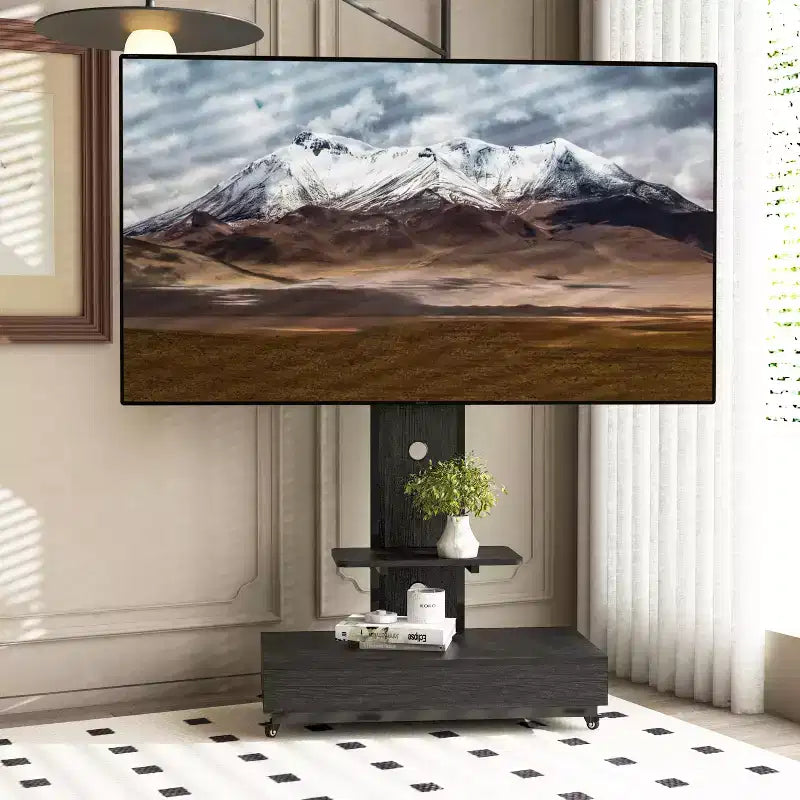 Mobile porta TV per televisori da 32-75 pollici, carrello TV mobile regolabile in altezza con cassetto e ruote per soggiorno, camera da letto, uffici -ModernLuxe