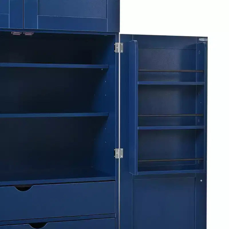 Dispensa da cucina indipendente 77H, armadio contenitore in stile rustico con ripiani regolabili, ripiani sulla porta, cassetti e portabottiglie - ModernLuxe