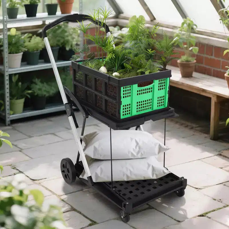 Carrelli della spesa pieghevoli a 2 livelli per la spesa, capacità 90 kg, carrello per la spesa portatile pieghevole con ruote e cassa rimovibile per centro commerciale, blu