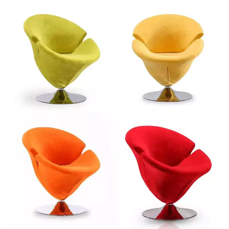 Manhattan Comfort Set di 4 Sedie Girevoli Tulip Arancione/Giallo: Rivestimento in Velluto, Nessun Montaggio Richiesto
