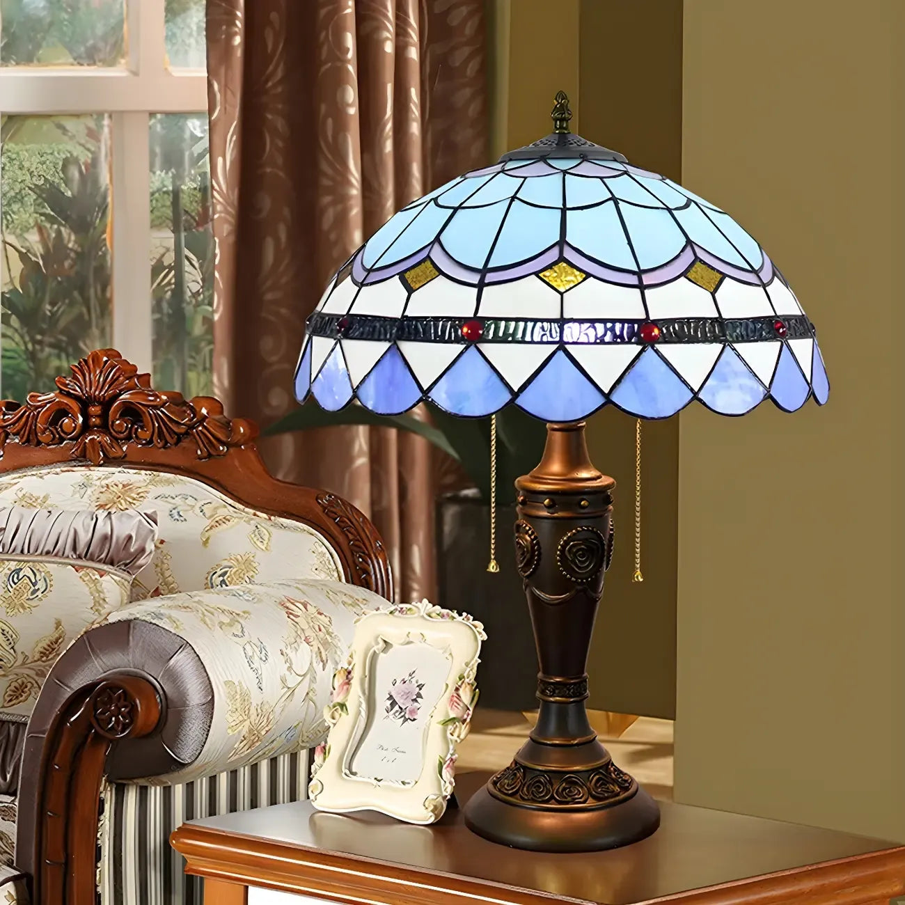 Lampada da tavolo HomeyFad a 2 luci, vintage, con cupola in vetro inossidabile