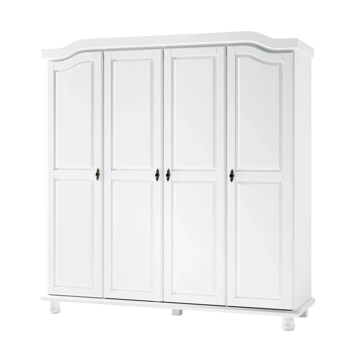 Palace Imports Armadio Kyle a 4 Ante in 100% Legno Massello con Ante in Legno Massello o a Specchio