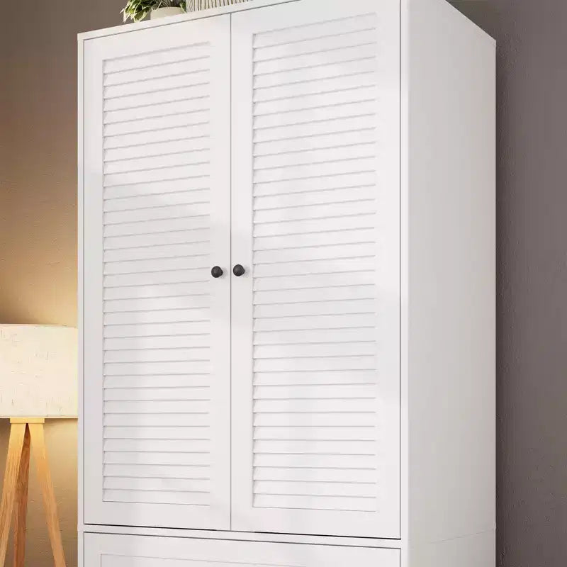 COZONY Armadio Guardaroba con 3 Cassetti e 2 Ante, Armadio Moderno in Legno per Camera da Letto, Armadio Alto Bianco Resistente