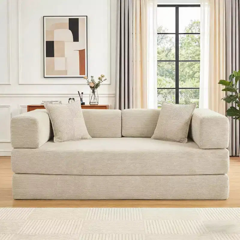 Dyonery 78Divano Letto Pieghevole Convertibile in Corduroy King Size Divano Letto a Pavimento Combinazione 4-in-1 Divano Modulare Componibile Divano Comodo Pieghevole.
