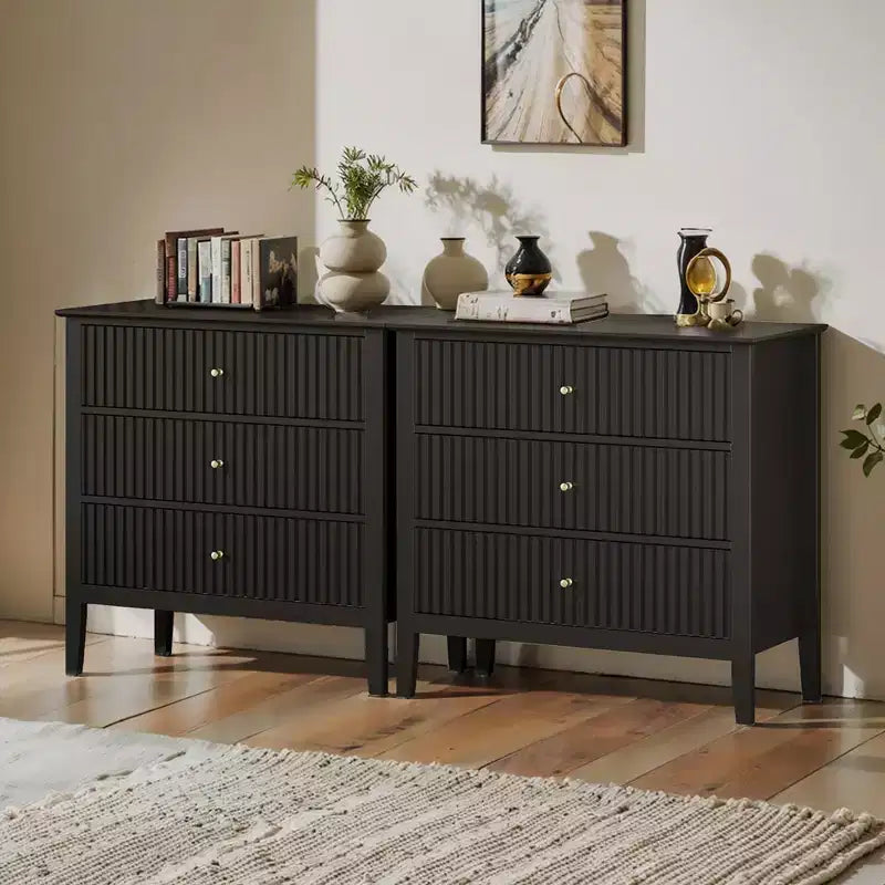 Cassettiera Heynemo a 3 Cassetti, Comodino in Legno Verniciato Alto 76 cm con Contenitore, Ampio Cassettone Moderno con Guide a Sfera