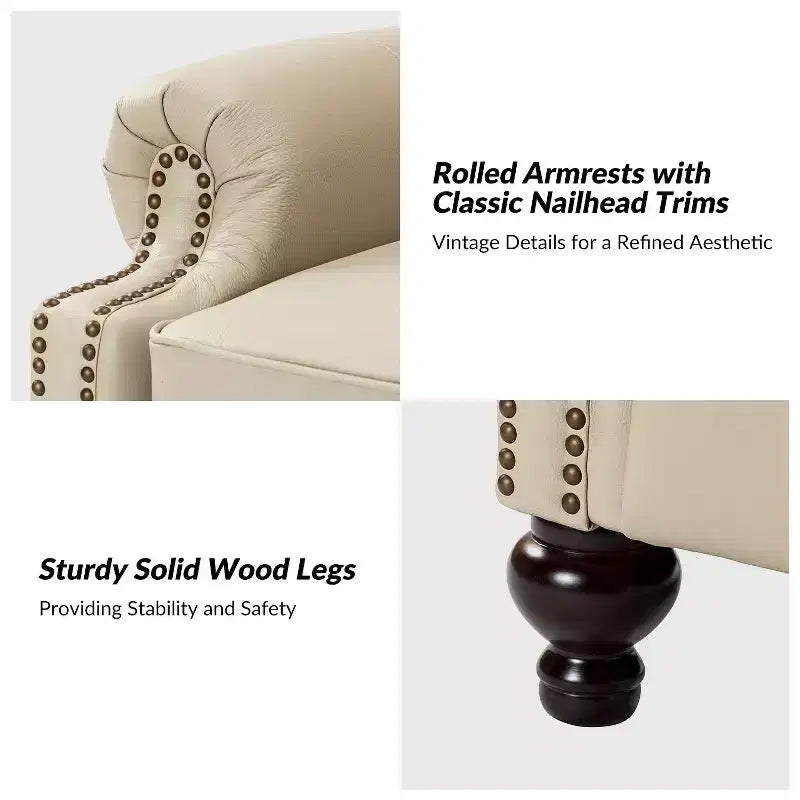Set di 2 Poltrone Reclinabili Elisabete Moderne in Vera Pelle con Borchie Vintage per Salotto e Camera da Letto | ART OF LIVING DESIGNS