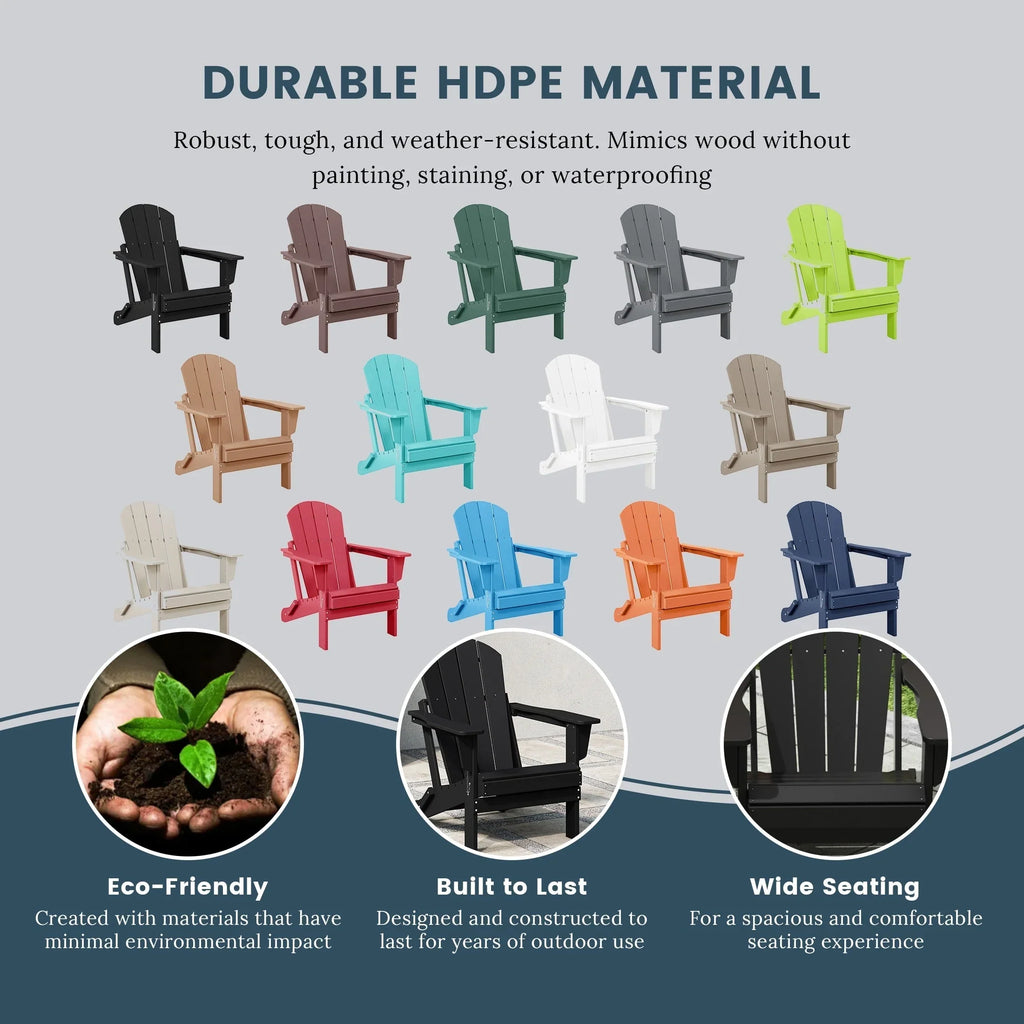 Polytrends Laguna Sedia Adirondack Pieghevole da Esterno per Patio Resistente allo Sbiadimento e alle Intemperie