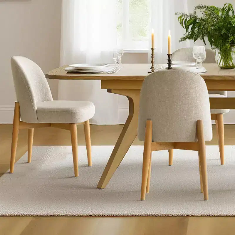 Set da pranzo da 7 pezzi, tavolo allungabile 78-96 con base a cavalletto e sedie imbottite con gambe in legno massello-Panipeachy