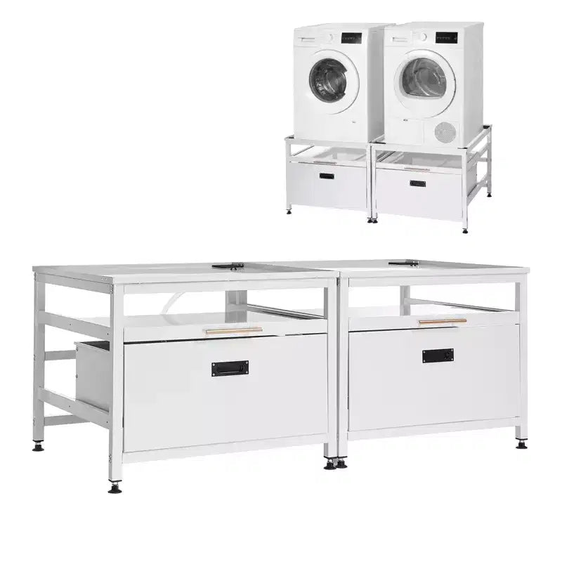 Piedistallo per lavatrice VEVOR, altezza 57,4 cm, piedistallo per lavatrice e asciugatrice 73,6x73,6 cm con vassoio estraibile e spazio portaoggetti, capacità di carico 363 kg, antiscivolo, bianco